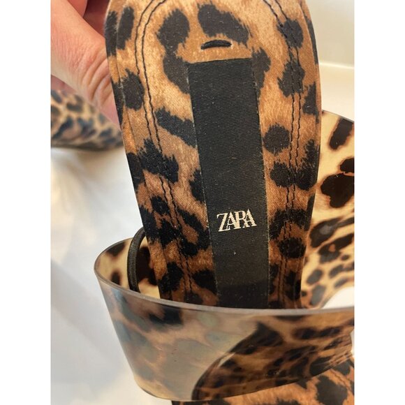 Zara Leopard Print Vinyl Heeled Mules EU 39 US 8.5 Chic & Trendy NWT Stylish Wom - Picture 15 of 16